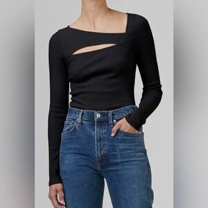 CITIZENS OF HUMANITY Iris Black Long Sleeve Cut Out Top, size S, $128 retail